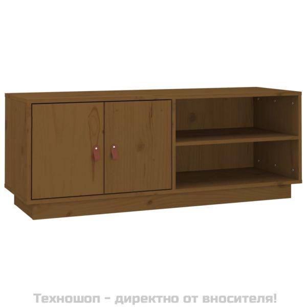 ТВ шкаф, меденокафяв, 105x34x40 см, бор масив