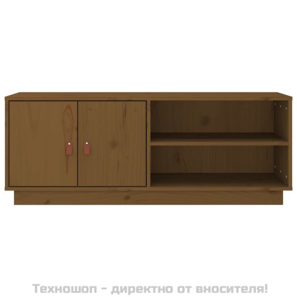 ТВ шкаф, меденокафяв, 105x34x40 см, бор масив