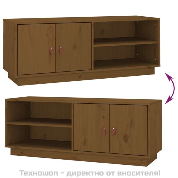 ТВ шкаф, меденокафяв, 105x34x40 см, бор масив