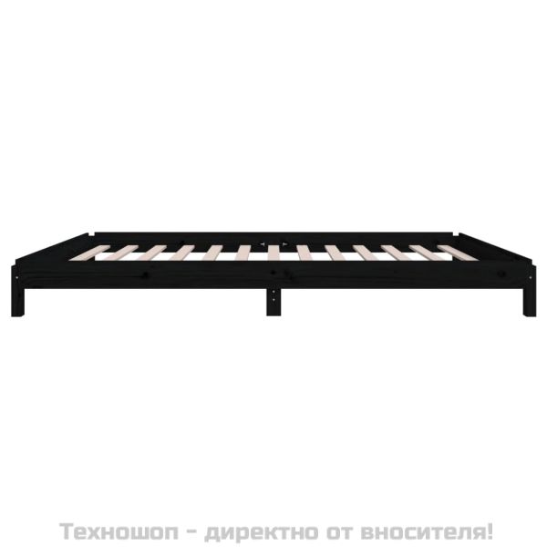 Стифиращо легло, черно, 100x200 см, борово дърво масив