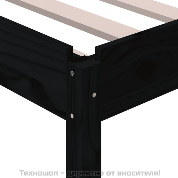 Стифиращо легло, черно, 100x200 см, борово дърво масив