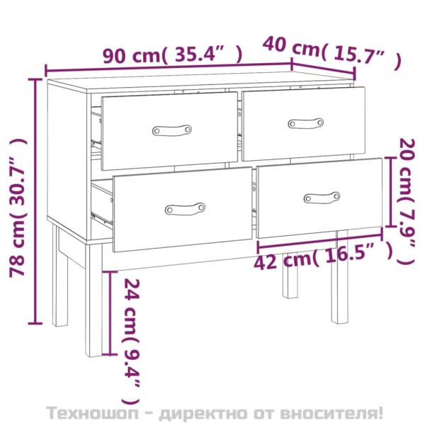 Конзолна маса, 90x40x78 см, борово дърво масив
