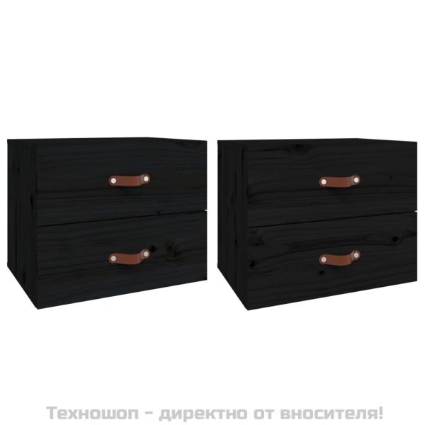 Нощни шкафчета за стенен монтаж, 2 бр, черни 50x36x40 см