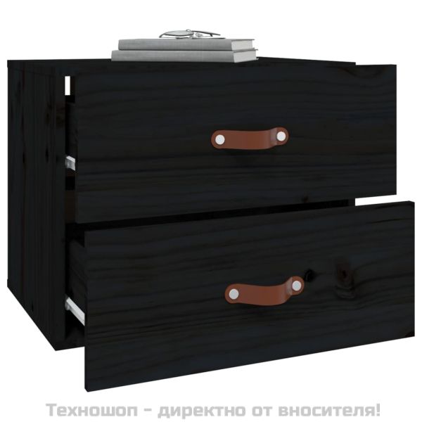Нощни шкафчета за стенен монтаж, 2 бр, черни 50x36x40 см