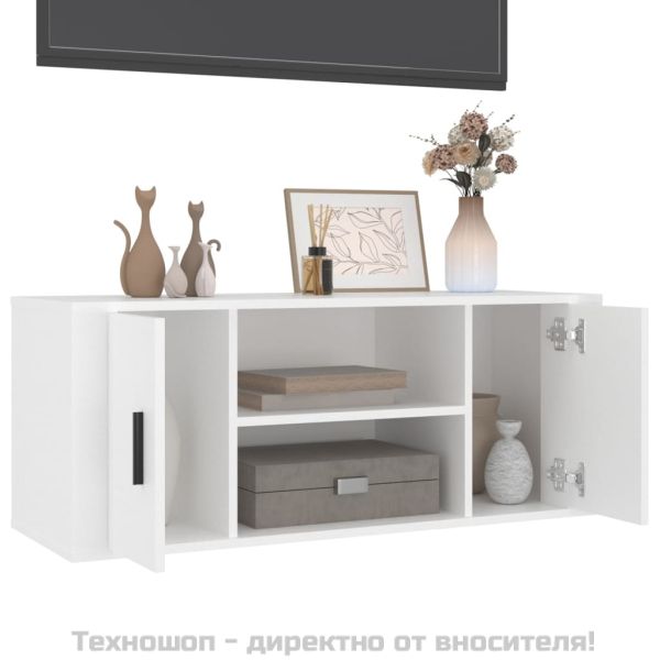 ТB шкаф, бял, 100x35x40 см, инженерно дърво