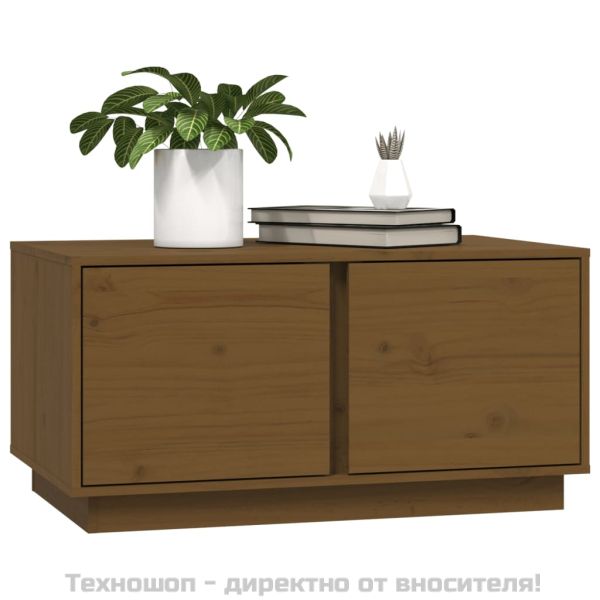 Кафе маса, меденокафява, 80x50x40 см, бор дърво масив