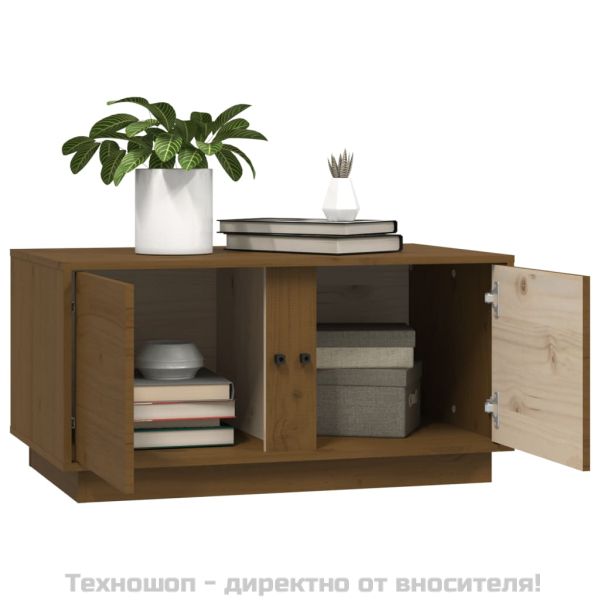 Кафе маса, меденокафява, 80x50x40 см, бор дърво масив