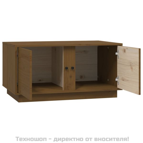 Кафе маса, меденокафява, 80x50x40 см, бор дърво масив