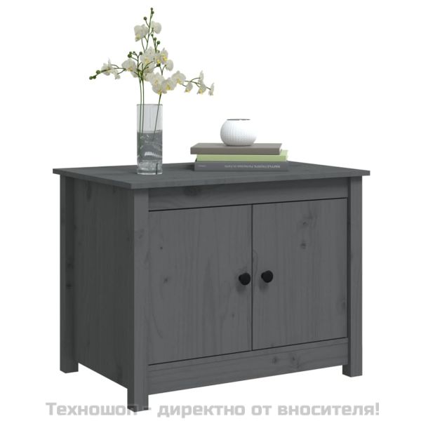 Кафе маса, Сиво, 71x49x55 см, борово дърво масив