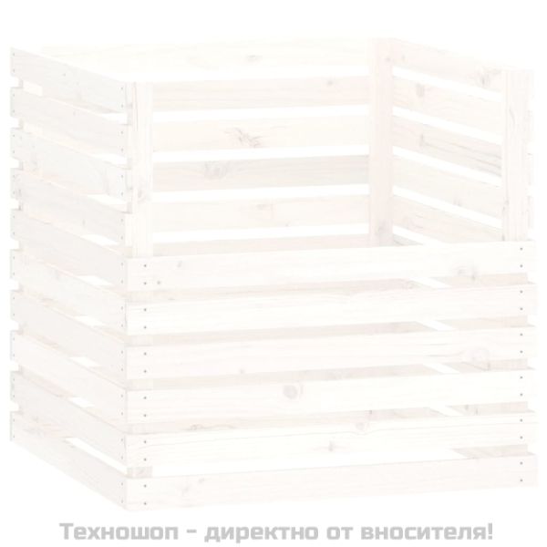 Компостер, бял, 80x80x78 см, борово дърво масив