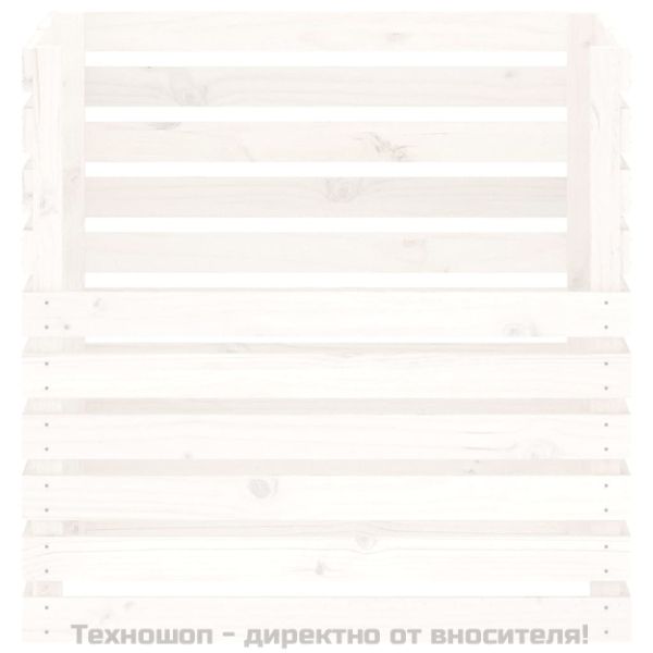 Компостер, бял, 80x80x78 см, борово дърво масив