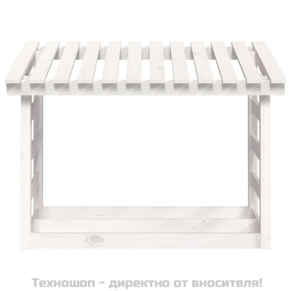 Поставка за дърва за огрев, бяла, 108x64,5x78 см, бор масив