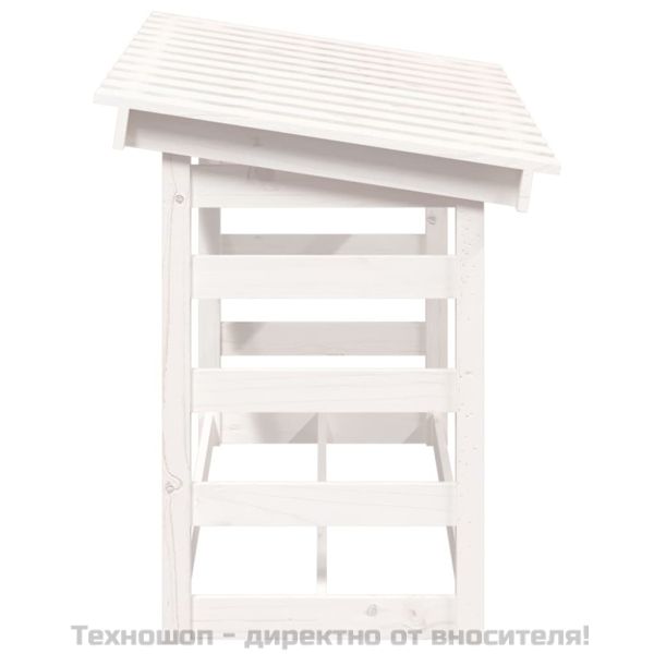 Поставка за дърва за огрев, бяла, 108x64,5x78 см, бор масив