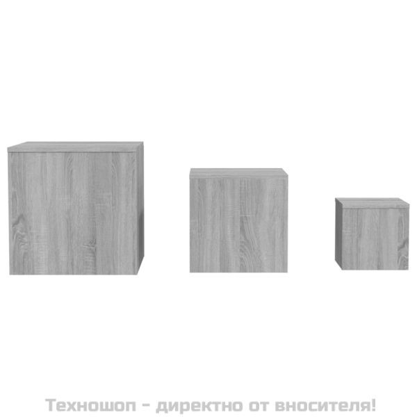 Странични маси, 3 бр, сив сонома, инженерно дърво