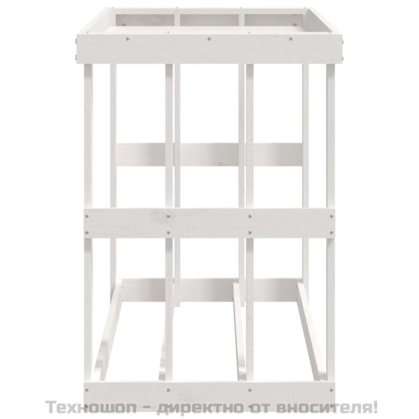 Външна поставка за дърва за огрев бяла 108x52x74 см бор масив