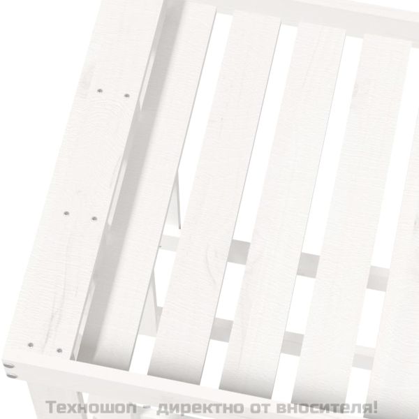 Външна поставка за дърва за огрев бяла 108x52x74 см бор масив