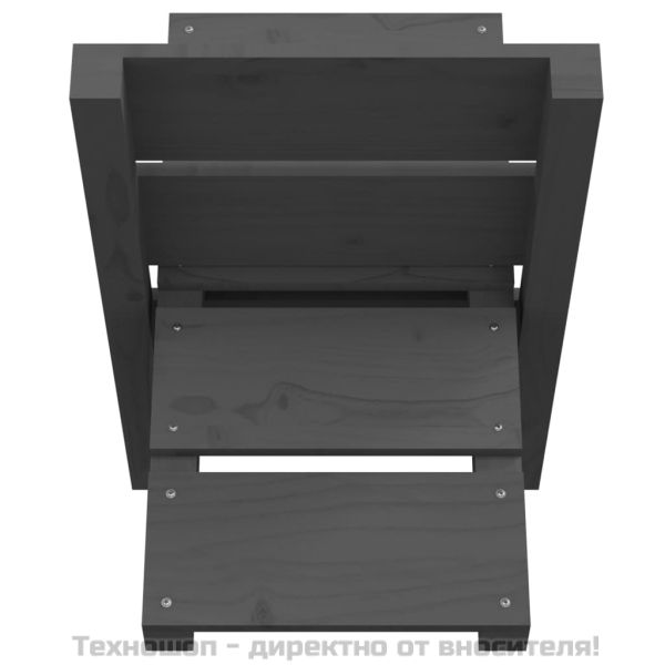 Поставка за дърва, сива, 47x39,5x48 см, борово дърво масив