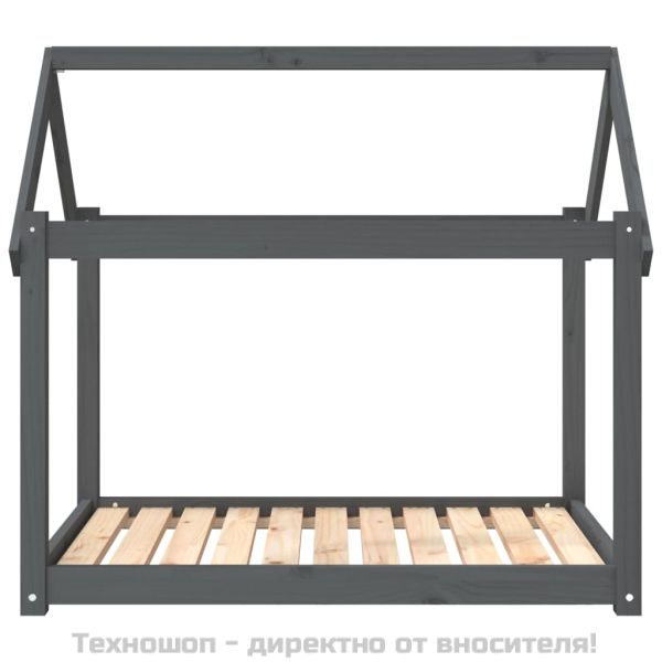 Кучешко легло, сиво, 101x70x90 см, борова дървесина масив