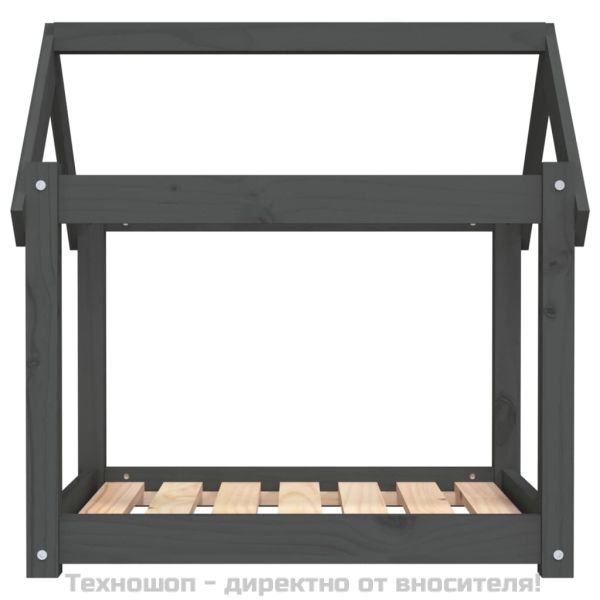Кучешко легло, тъмносиво, 71x55x70 см, борова дървесина масив