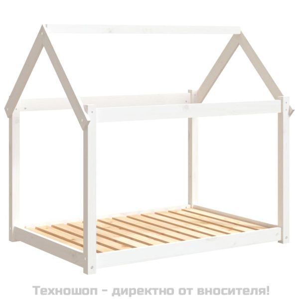 Кучешко легло, бяло, 111x80x100 см, борова дървесина масив