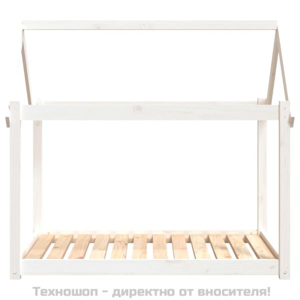 Кучешко легло, бяло, 111x80x100 см, борова дървесина масив