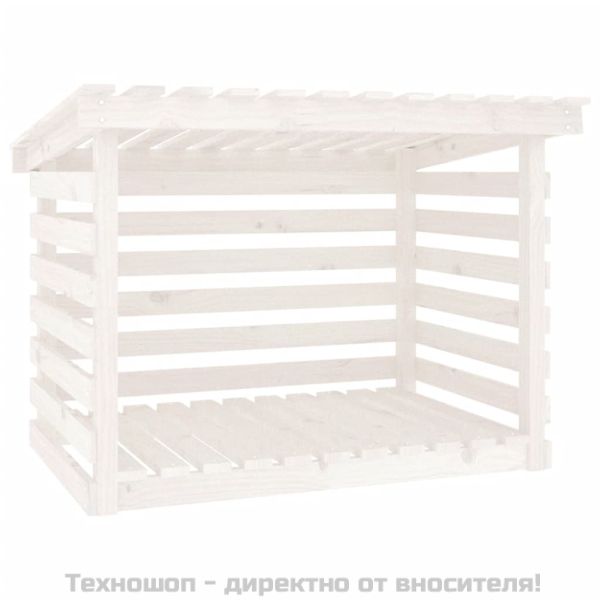 Поставка за дърва за огрев бяла 108x73x79 см масивно дърво бор