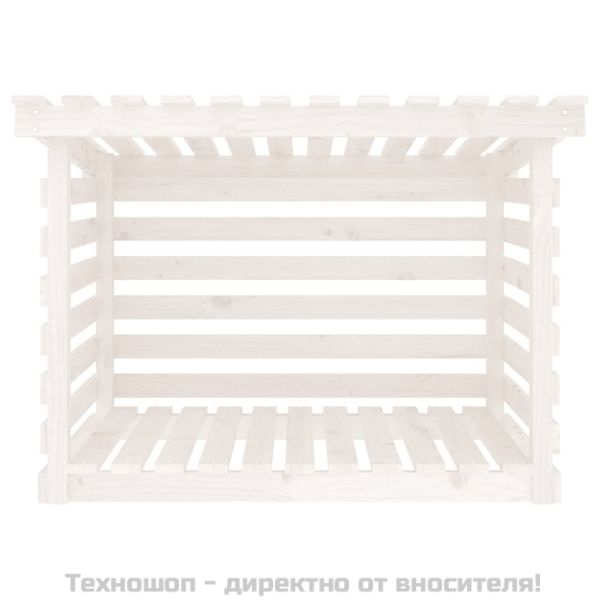Поставка за дърва за огрев бяла 108x73x79 см масивно дърво бор