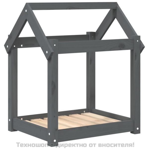 Кучешко легло, Сиво, 61x50x70 см, борова дървесина масив