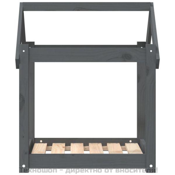 Кучешко легло, Сиво, 61x50x70 см, борова дървесина масив