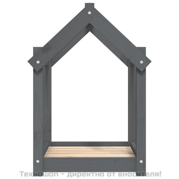 Кучешко легло, Сиво, 61x50x70 см, борова дървесина масив