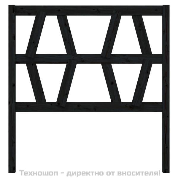 Горна табла за легло, черна, 81x4x100 см, бор масив