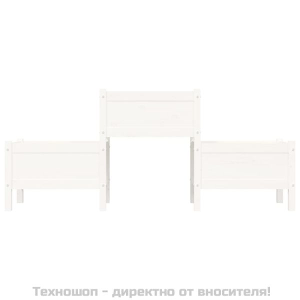 Плантер, бял, 178,5x44x75 см, борово дърво масив