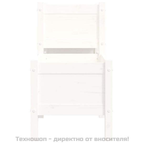 Плантер, бял, 178,5x44x75 см, борово дърво масив