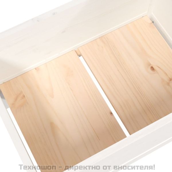 Плантер, бял, 178,5x44x75 см, борово дърво масив