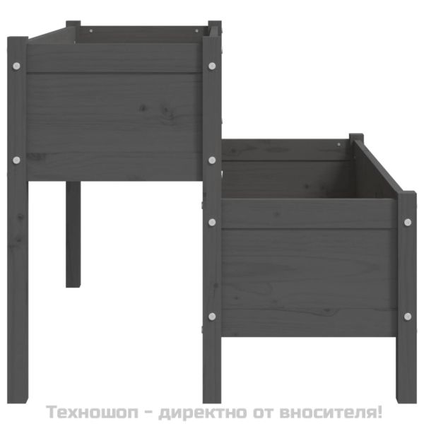 Плантер, сив, 110x84x75 см, борово дърво масив