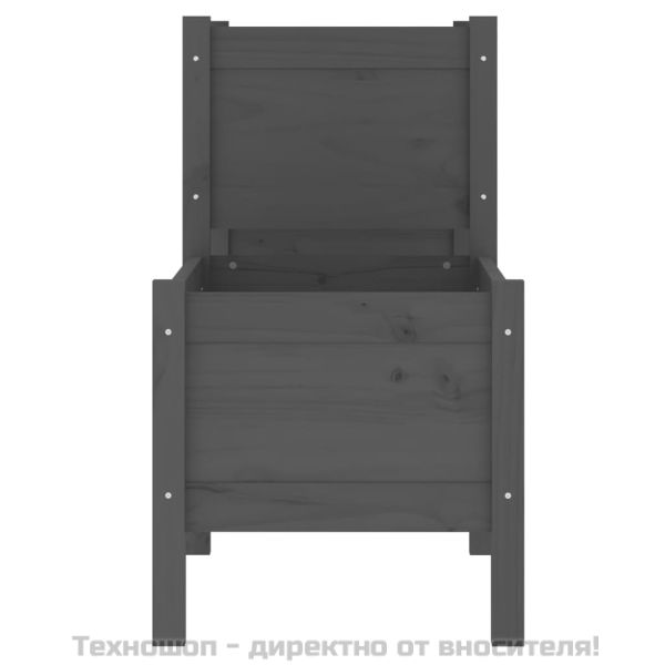 Плантер, сив, 245,5x44x75 см, борово дърво масив