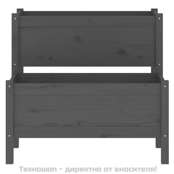 Плантер, сив, 84,5x84x75 см, борово дърво масив