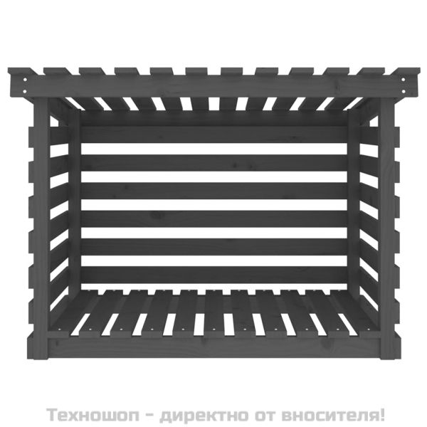 Поставка за дърва за огрев сива 108x73x79 см масивно дърво бор