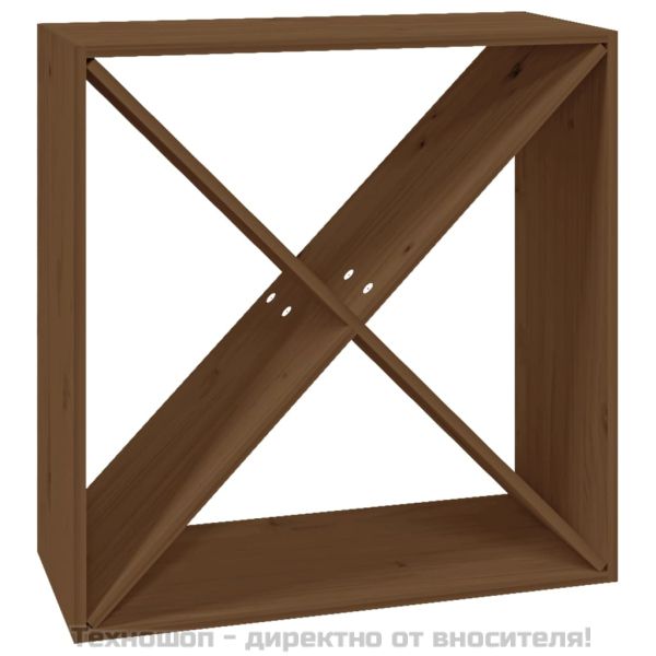 Шкаф за вино меденокафяв 62x25x62 см масивна дървесина бор