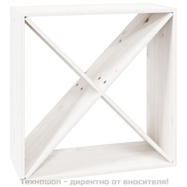 Шкаф за вино, бял, 62x25x62 см, борово дърво масив