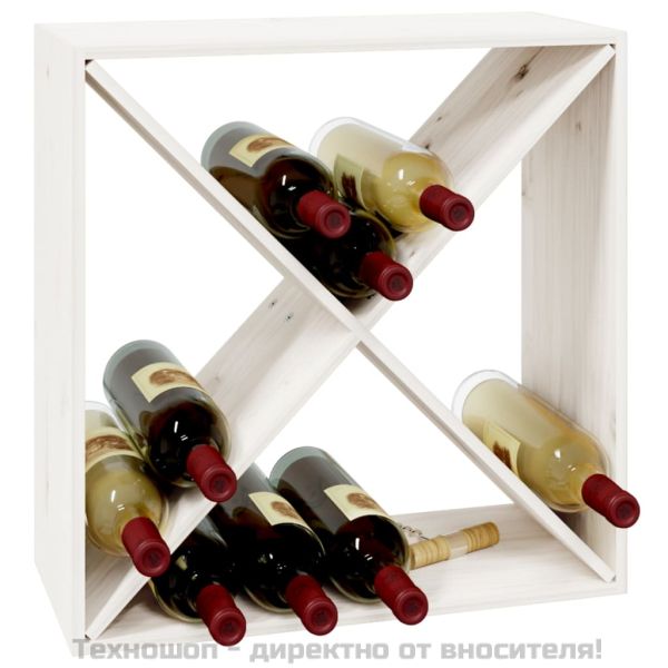 Шкаф за вино, бял, 62x25x62 см, борово дърво масив