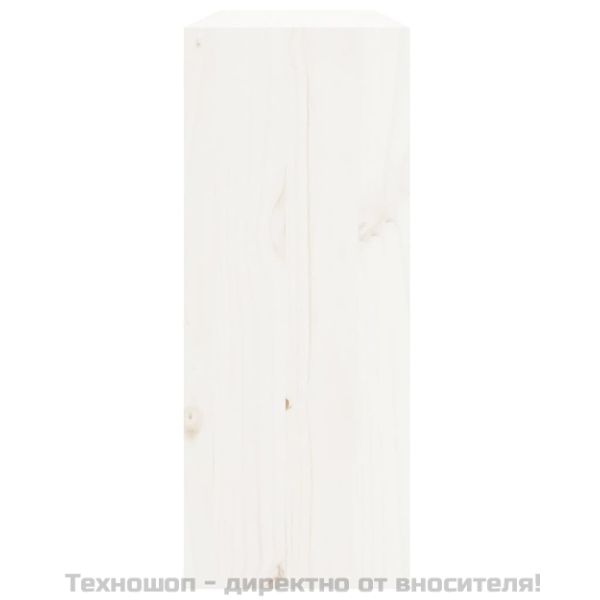 Шкаф за вино, бял, 62x25x62 см, борово дърво масив