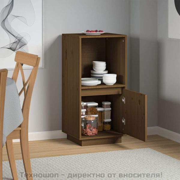 Сайдборд, меденокафяв, 38x35x80 см, бор масив