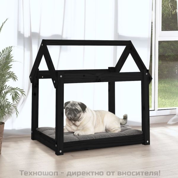 Кучешко легло, черно, 71x55x70 см, борова дървесина масив