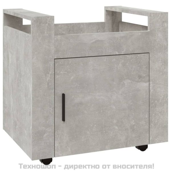 Бюро на колелца, бетонно сиво, 60x45x60 см, инженерно дърво