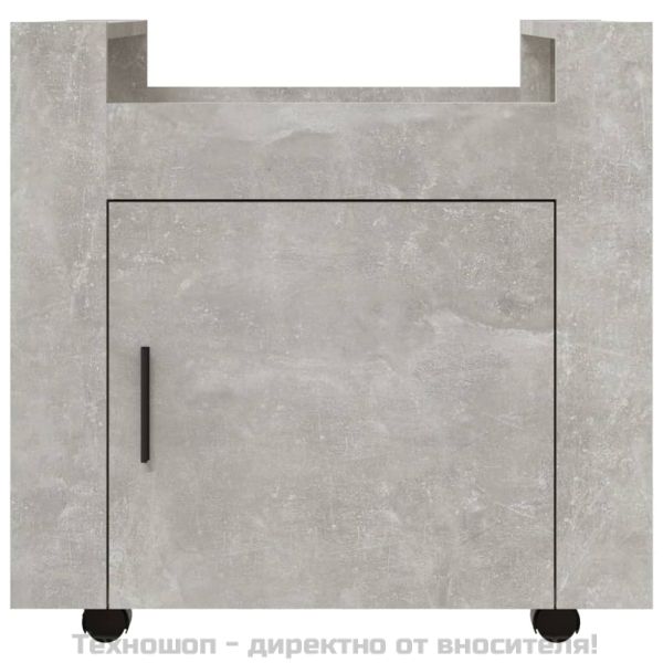 Бюро на колелца, бетонно сиво, 60x45x60 см, инженерно дърво