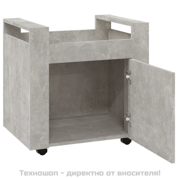 Бюро на колелца, бетонно сиво, 60x45x60 см, инженерно дърво