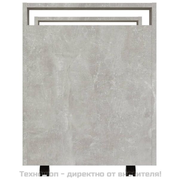Бюро на колелца, бетонно сиво, 60x45x60 см, инженерно дърво