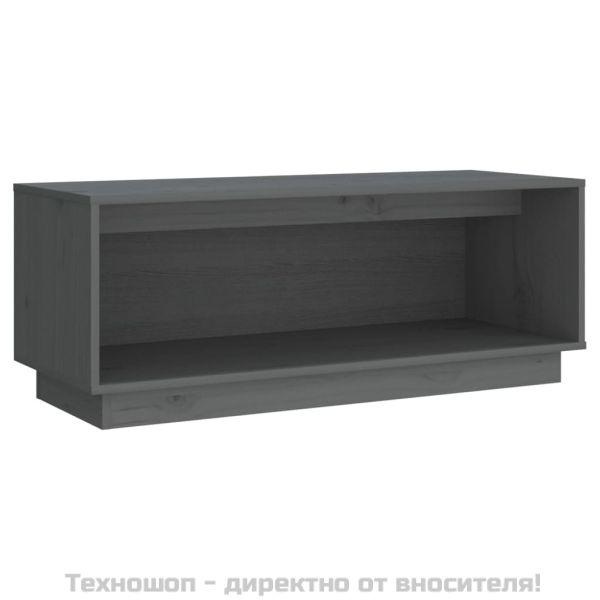 ТВ шкаф, сив, 90x35x35 см, бор масив