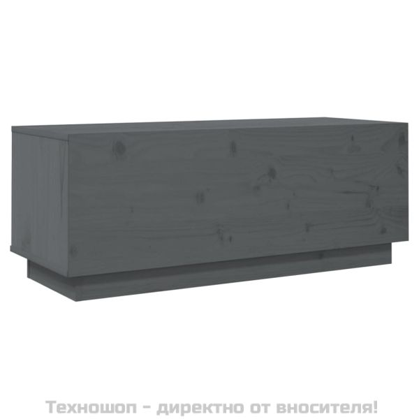 ТВ шкаф, сив, 90x35x35 см, бор масив